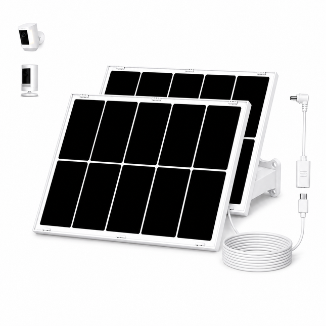 SECUPOE 2-Pack 12W Dual Solar Panel Charger, USB-C 5V with 10ft Cable