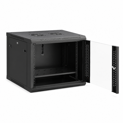 6U Wall Mount Network Cabinet, 19 Inch Server Rack Enclosure with Lockable Tempered Glass Door