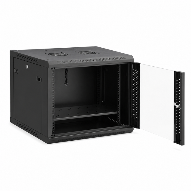6U Wall Mount Network Cabinet, 19 Inch Server Rack Enclosure with Lockable Tempered Glass Door