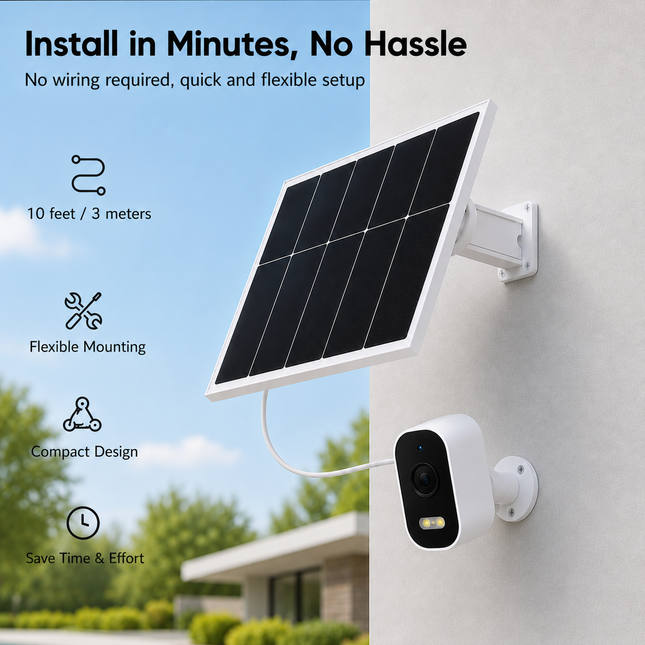 SECUPOE 2-Pack 12W Dual Solar Panel Charger, USB-C 5V with 10ft Cable