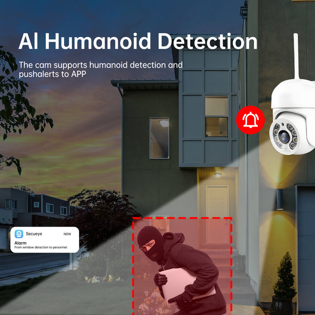 Secueye Dual-Band WiFi 2.4GHz&5.8GHz 2MP Ultra High Definition Security Outdoor Camera, Support BLE Network Connection with AI Human Detection, Two-way Audio, Cloud Storage, Alert Area Detection, 355° Color Night Vision Smart Network Camera
