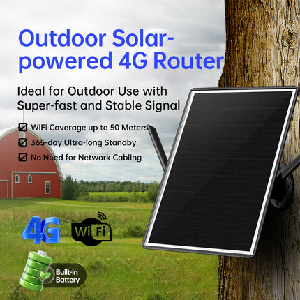 Secueye Solar Panel Powered 4G LTE WiFi Router With SIM Card Slot 4G LTE Modem Router WiFi Hotspot For Outdoor Security Camera Phone PC